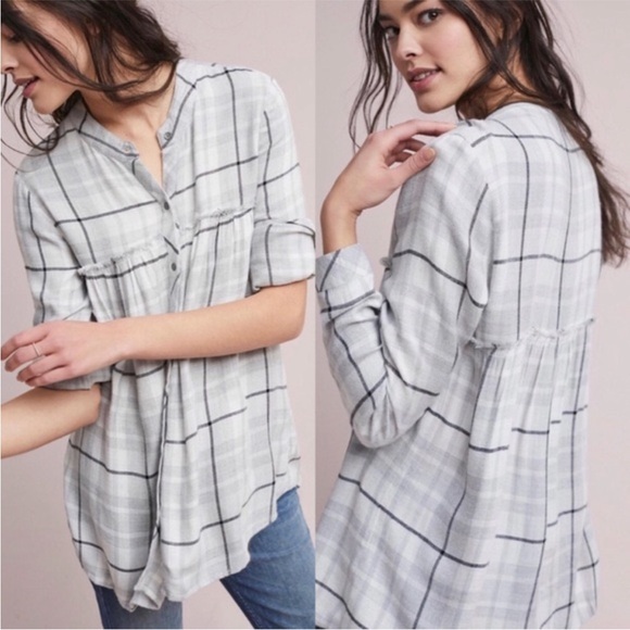Anthropologie Tops - Anthropologie Cloth & Stone Soft Plaid Flannel Swing Tunic